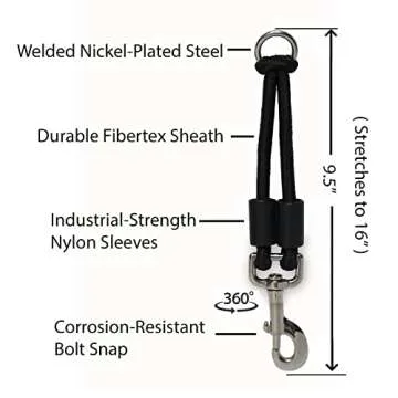 JERK-EASE BUNGEE DOG LEASH EXTENSION – Patented Shock Absorber Attachment Protects You and Your Dogs – Works with ANY Leash & Collar or Harness – a MUST for Retractable Leashes – PICK SIZE/COLOR BELOW