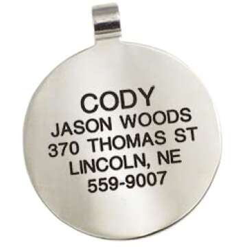 LuckyPet Heart Jewelry Pet ID Tag for Cats and Dogs, Personalized Engraving on The Back Side, Large ...