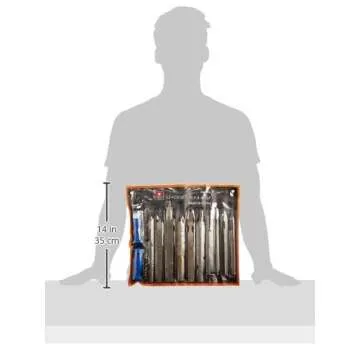 NEIKO 00109A Metal File and Rasp Set | 12 Piece, 10, 8, and 6 Inch Extra Slim Flat, Half, Mill, and Round Files Set | Non Slip PVC Handle, Wood File | Heat Treated Carbon Steel Two Way File