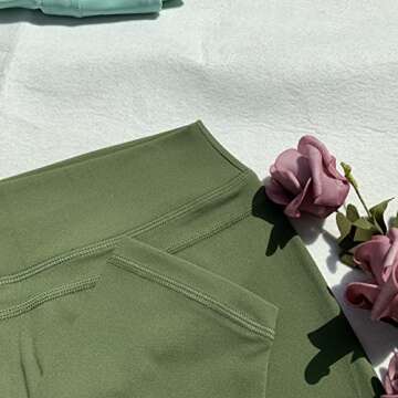 TomTiger Yoga Shorts for Women Tummy Control High Waist Biker Shorts Exercise Workout Butt Lifting Tights Women's Short Pants (Chive Green, S)