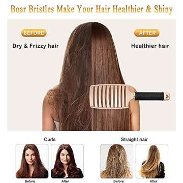 KTKUDY Detangling Brush Getting Knots Out without Pain - Boar Bristles Hair Brush Make Hair Shiny & ...