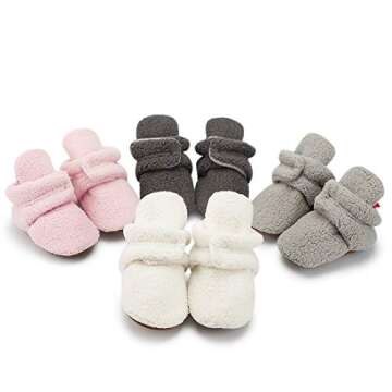 Babelvit Newborn Baby Boy Girl Soft Fleece Booties Stay On Infant Slippers Socks Shoe Non Skid Gripp...