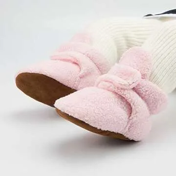 Babelvit Newborn Baby Boy Girl Soft Fleece Booties Stay On Infant Slippers Socks Shoe Non Skid Gripper Toddler First Walkers Winter Ankle Crib Shoes