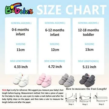 Babelvit Newborn Baby Boy Girl Soft Fleece Booties Stay On Infant Slippers Socks Shoe Non Skid Gripper Toddler First Walkers Winter Ankle Crib Shoes