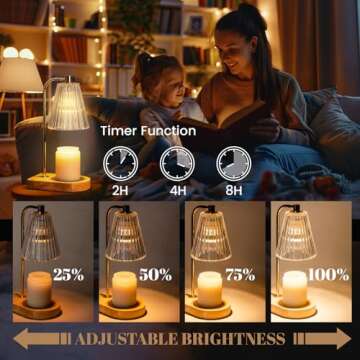 Marycele Candle Warmer Lamp with Timer Dimmer, Womens Day Birthday Gifts for Her Women Sister Friends, Wax Melt Warmer with 2 Bulbs for Jar Candles, Housewarming Gifts for New Home Room Office Decor