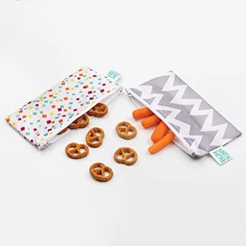 Bumkins Reusable Snack Bags - Eco-Friendly, Washable 2-Pack