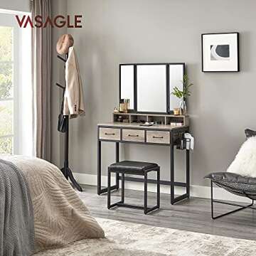 Stylish VASAGLE Vanity Table with Stool Set for Your Beauty Station