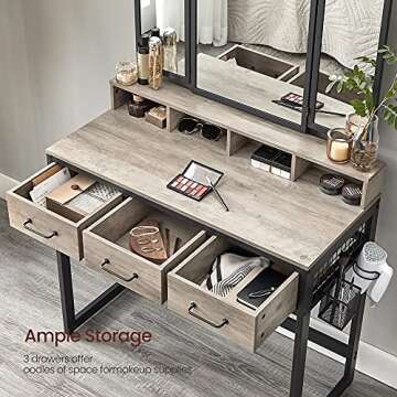 VASAGLE Vanity Table with Stool - Stylish Makeup Station