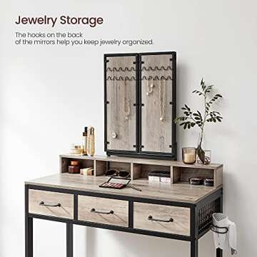 VASAGLE Vanity Table with Stool - Stylish Makeup Station