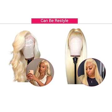Geeta Hair 613 Lace Front Wigs Human Hair 150% Density 13×4 Blonde Lace Front Human Hair Wigs for Woman Pre Plucked Brazilian Straight Lace Frontal Wigs with Baby Hair Natural Color