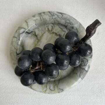 SAIDKOCC Natural Marble Round Vanity Tray Jewelry Makeup Dish Decorative Tray for Coffee Table,Bathroom,Bedroom (Green Emerald)