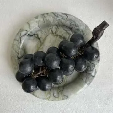 SAIDKOCC Natural Marble Round Vanity Tray Jewelry Makeup Dish Decorative Tray for Coffee Table,Bathroom,Bedroom (Green Emerald)