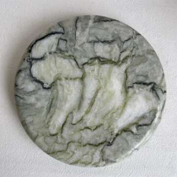 SAIDKOCC Natural Marble Round Vanity Tray Jewelry Makeup Dish Decorative Tray for Coffee Table,Bathroom,Bedroom (Green Emerald)