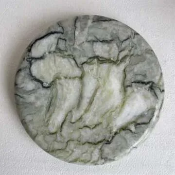 SAIDKOCC Natural Marble Round Vanity Tray Jewelry Makeup Dish Decorative Tray for Coffee Table,Bathroom,Bedroom (Green Emerald)