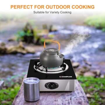 Camplux Propane Stove with Auto Ignition, Single Burner Propane Stoves 9,500 BTU, Tempered Glass Gas Cooktop