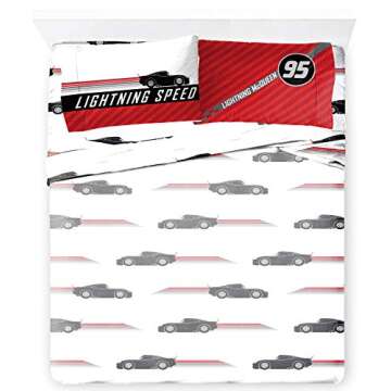 Jay Franco Disney Pixar Cars Race Ready Queen Sheet Set - 4 Piece Set Super Soft and Cozy Kid’s Be...