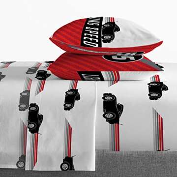 Jay Franco Disney Pixar Cars Race Ready Queen Sheet Set - 4 Piece Set Super Soft and Cozy Kid’s Bedding Features Lewis Hamilton - Fade Resistant Microfiber Sheets (Official Disney Pixar Product)