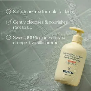 Pipette Daily Nourishing Shampoo and Conditioner Duo, Clean, Tear-Free Shampoo For Kids, Detangling Conditioner For Kids, Sulfate-Free, Paraben-Free, Silicone-Free, Hypoallergenic, Non-Toxic