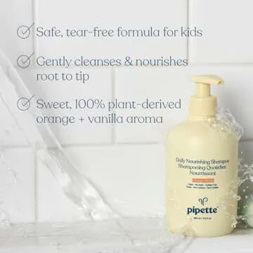 Pipette Daily Nourishing Shampoo and Conditioner Duo, Clean, Tear-Free Shampoo For Kids, Detangling Conditioner For Kids, Sulfate-Free, Paraben-Free, Silicone-Free, Hypoallergenic, Non-Toxic