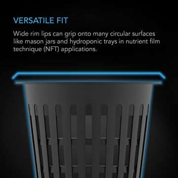 AC Infinity Net Cups 3-Inch, Heavy Duty Garden Slotted Net Pots with Wide Lip Rims, 25-Pack Black Bucket Basket for Indoor Outdoor Growing, Orchids, Aquaponics, Hydroponics