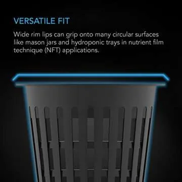 AC Infinity Net Cups 3-Inch, Heavy Duty Garden Slotted Net Pots with Wide Lip Rims, 25-Pack Black Bucket Basket for Indoor Outdoor Growing, Orchids, Aquaponics, Hydroponics