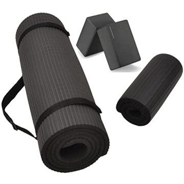 Fitvids All Purpose 1/2-Inch Extra Thick High Density Anti-Tear Exercise Yoga Mat and Knee Pad with ...