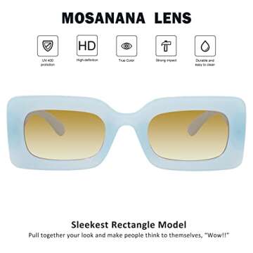 Trendy Rectangle Sunglasses with UV Protection