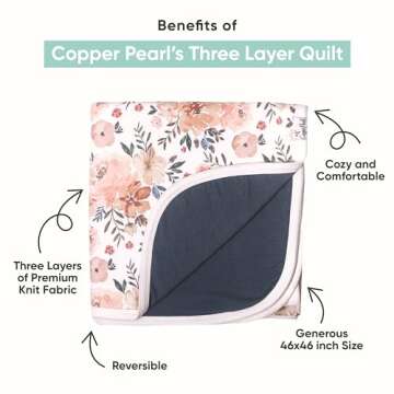 Copper Pearl Three-Layer Baby Blanket: Soft Baby Quilts for Boys and Girls | Breathable, Cozy, Toddl...