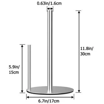 Paper Towel Holder Silver Kitchen Roll Holder, Premium Stainless Steel Paper Towel Holder for Kitchen Roll Organize, Countertop Roll Dispenser with Weighted Base