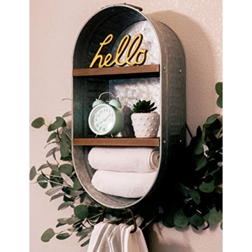 Rustic Galvanized Wash Tub & Shelves for Bathrooms
