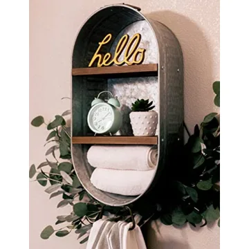 Rustic Galvanized Wash Tub & Shelves for Bathrooms
