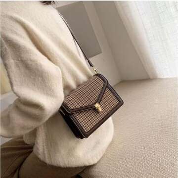 Vintage Plaid Crossbody Bag for Modern Women - Chic & Compact