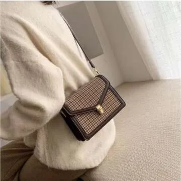 Vintage Plaid Crossbody Bag for Modern Women - Chic & Compact