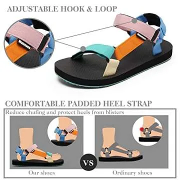 WateLves Womens-Sport-Sandals Outdoor Hiking Sandals with-Arch-Support Comfortable Webbing-Water-Athletic Beach-Sandals for Travel-Walking-Trekking-Camping(Colorful,39)