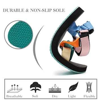 WateLves Womens-Sport-Sandals Outdoor Hiking Sandals with-Arch-Support Comfortable Webbing-Water-Athletic Beach-Sandals for Travel-Walking-Trekking-Camping(Colorful,39)