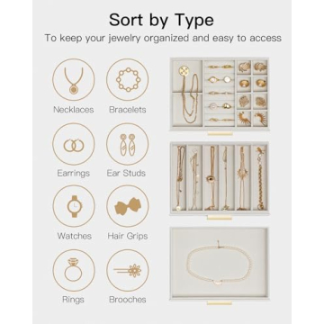 Vlando Cloud White Jewelry Box with Glass Lid and Drawers