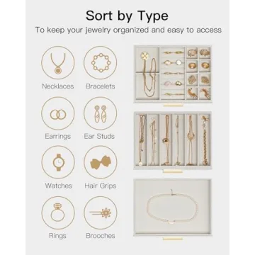 Vlando Cloud White Jewelry Box with Glass Lid and Drawers