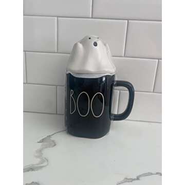 Rae Dunn SPOOKY Mug - with GHOST topper - Ceramic - 16 oz