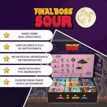 Final Boss Sour, Extremely Super Sour Gummy Candy Mega Variety Bundle, Strawberry, Blueberry, Cranberry, All Sour Levels, (1.06 Ounces Bags, 54 Bags) - Made with Dried Fruit, Free of Artificial Colors, Low Calorie Healthy Snack for Kids & Adults