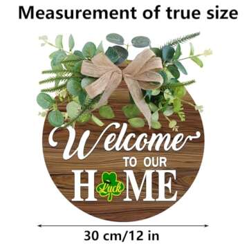 Interchangeable Seasonal Welcome Sign Front Door Decoration, Rustic Round Wood Wreaths Wall Hanging ...