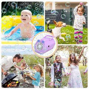 FUNNYB&G Bubble Machine, Upgraded Portable Bubble Maker, 18000+ Big Bubbles Per Minute, for Indoor Outdoor Birthday, Wedding, Parties, Kids Age 1 2 3 4 5 Gifts, Purple