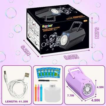 FUNNYB&G Bubble Machine, Upgraded Portable Bubble Maker, 18000+ Big Bubbles Per Minute, for Indoor Outdoor Birthday, Wedding, Parties, Kids Age 1 2 3 4 5 Gifts, Purple