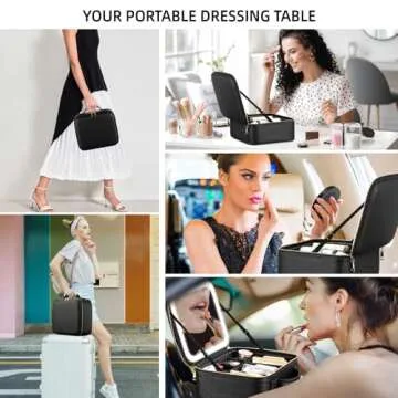 Jadazror Lighted Makeup Organizer with Mirror - Travel Essential