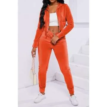 Stylish PINSV Velour Tracksuit for Women - Zip Up Hoodie