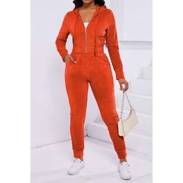 Stylish PINSV Velour Tracksuit for Women - Zip Up Hoodie