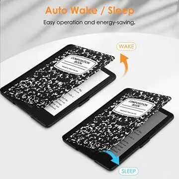 Fintie Slimshell Case for 6.8" Kindle Paperwhite (11th Generation-2021) and Kindle Paperwhite Signature Edition - Premium Lightweight PU Leather Cover with Auto Sleep/Wake, Composition Book