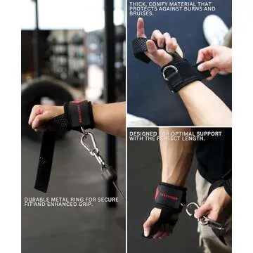 Ekkovision Weight Lifting Straps With Cuffed D Ring, Wrist Support for Men, Heavy Duty Thick Comfortable Lifting Straps, Secure Fit, Enhanced Grip, Straps for Weightlifting & Gym Training, Black