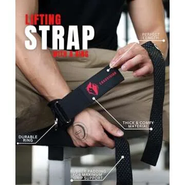 Ekkovision Weight Lifting Straps With Cuffed D Ring, Wrist Support for Men, Heavy Duty Thick Comfortable Lifting Straps, Secure Fit, Enhanced Grip, Straps for Weightlifting & Gym Training, Black