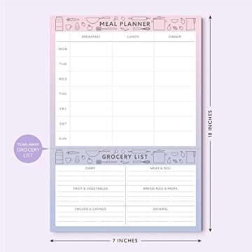 Sweetzer & Orange Meal Planner Notepad and Grocery List | 7x10 inch Pad for Organized Weekly & Daily...