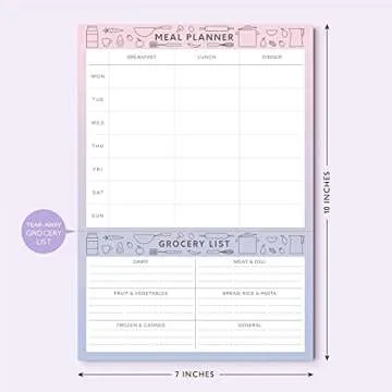 Sweetzer & Orange Meal Planner Notepad and Grocery List | 7x10 inch Pad for Organized Weekly & Daily...